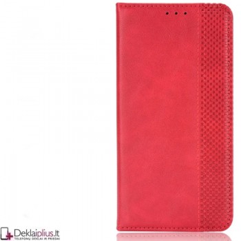 Dirbtinės odos atverčiamas dėklas su skyreliais - raudonas (Xiaomi Poco X7 Pro)
